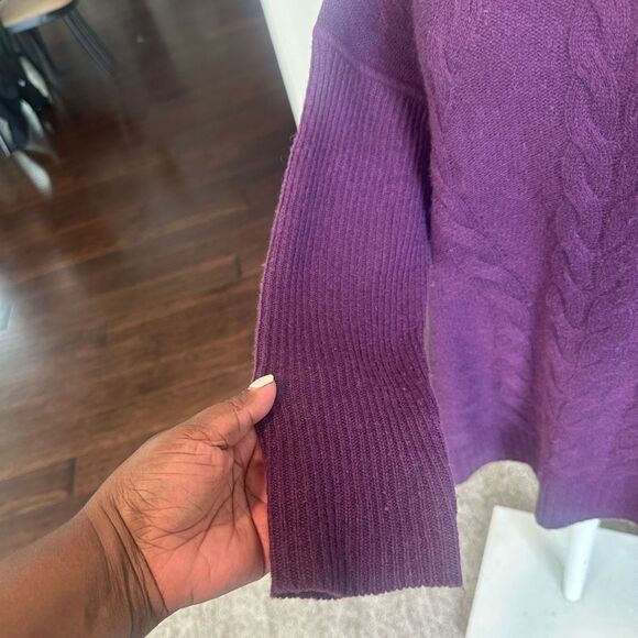 Ply Cableknit Cashmere Women’s Purple Sweater M - Picture 4 of 6
